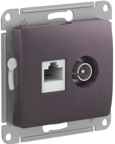 Розетка RJ45+TV Оконечная без рамки Systeme Electric Glossa 2-м. сиреневый туман фото Розетка RJ45+TV Оконечная без рамки Systeme Electric Glossa 2-м. сиреневый туман картинка